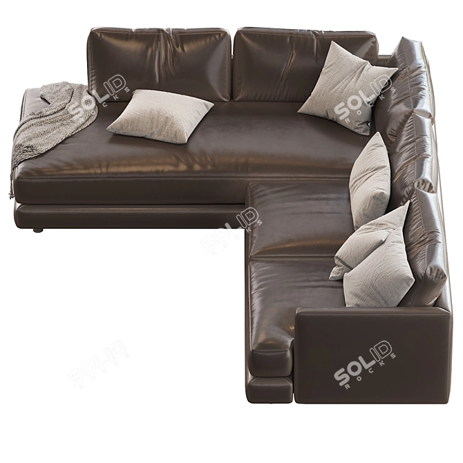 Haven Leather 2-Piece Chaise Sectional 3D model image 2