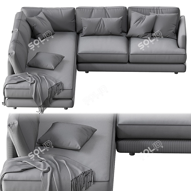 Haven Leather 2-Piece Chaise Sectional 3D model image 4