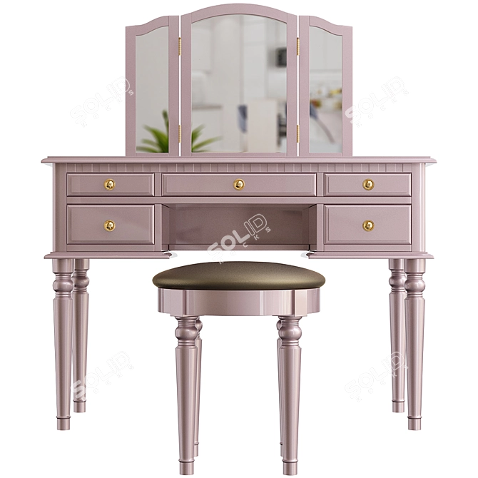 Brookland Metallic Silver Vanity Set 3D model image 2