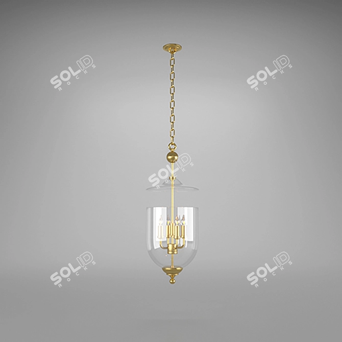 Modern Brass Lantern: Darryl's Timeless Glow 3D model image 1