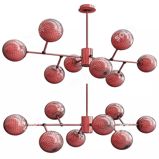 Sleek Branching Globe Chandelier 3D model image 1