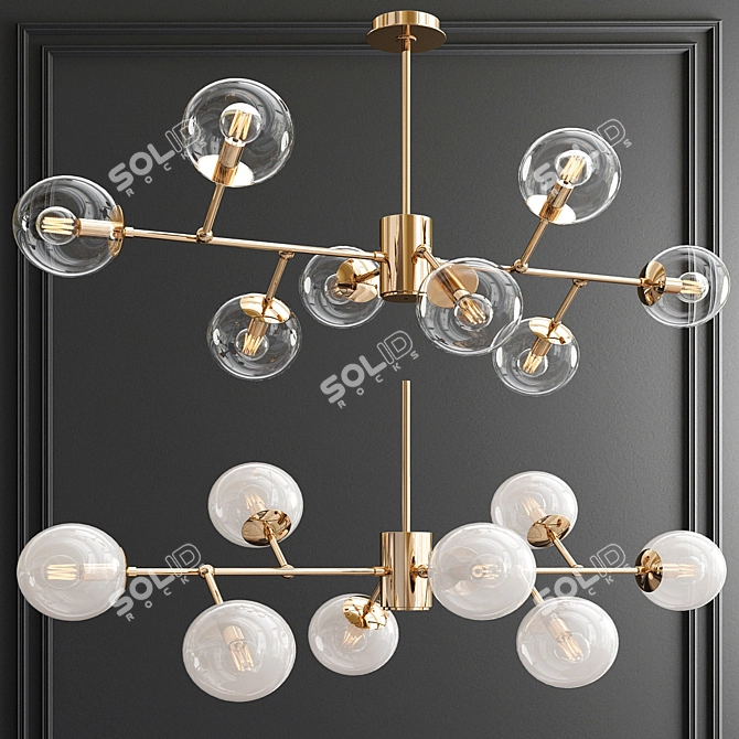 Sleek Branching Globe Chandelier 3D model image 2
