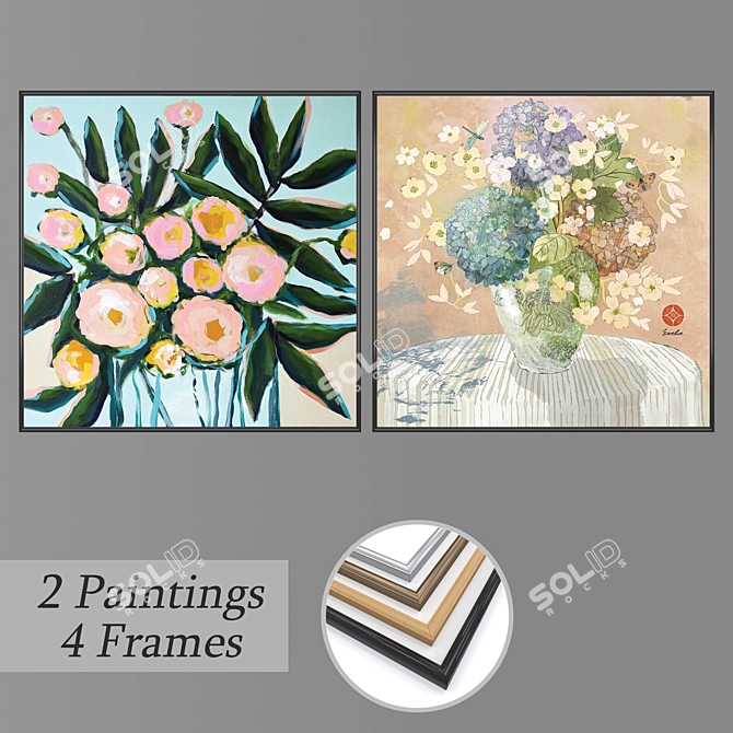 Modern Wall Art Set with Multiple Frame Options 3D model image 1