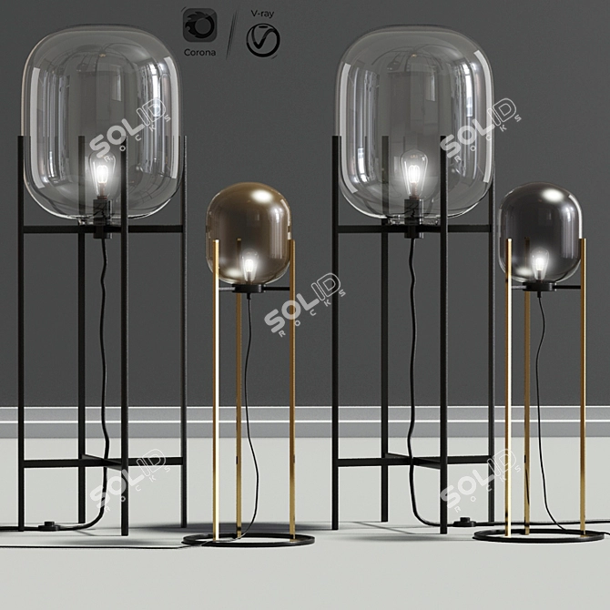 Modern Steel Pulpo Floor Lamp Set 3D model image 1