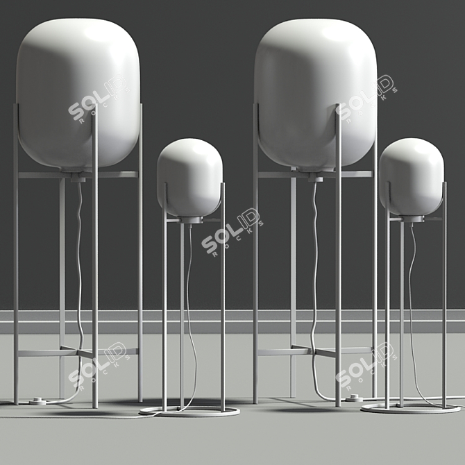Modern Steel Pulpo Floor Lamp Set 3D model image 2