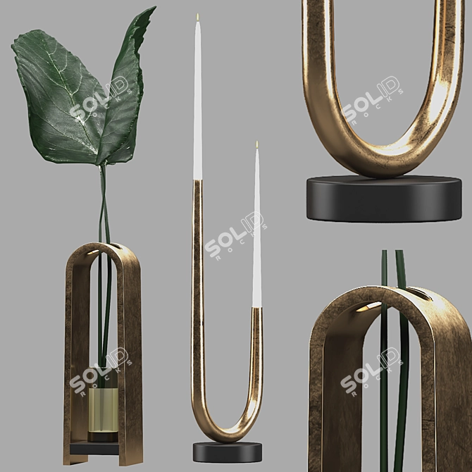 Luxury Gold Plate Set 3D model image 3