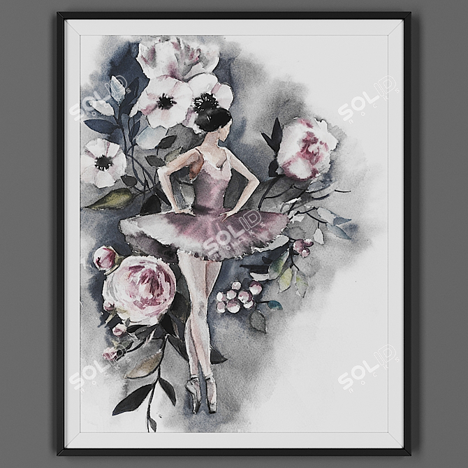 Elegant Black Framed Art 3D model image 1