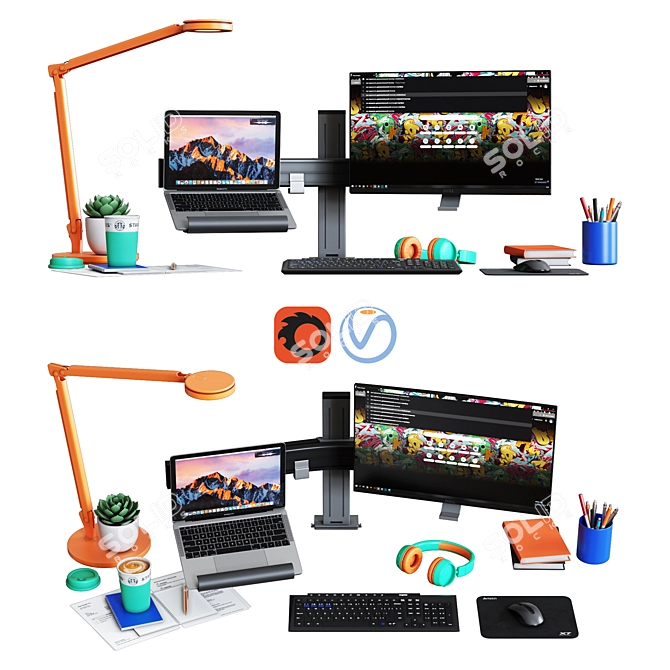 Designer Desktop Set 3D model image 10