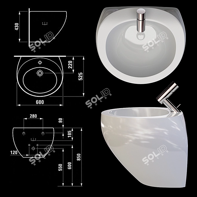 Laufen Alessi Washbasin (1097.2) - Elegant and Functional 3D model image 2