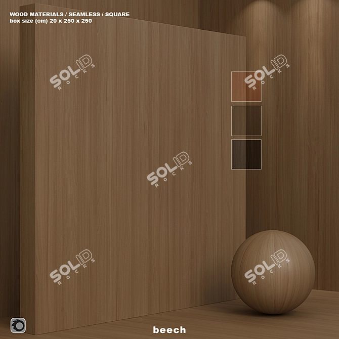 Seamless Beech Wood Box Set 3D model image 1