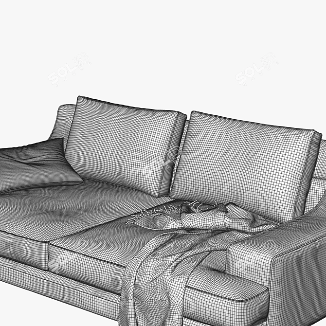 Elegant Megara 2-Seater Sofa 3D model image 3