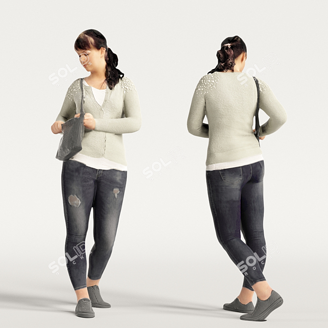 Realistic 3D Scanned Woman: 3 Variations 3D model image 6