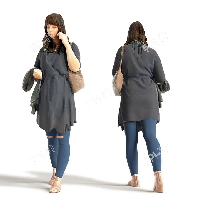 Realistic 3D Scanned Woman | 3 Color Variations 3D model image 3