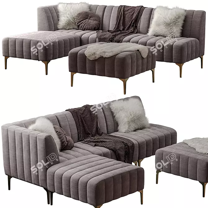 Luxurious Pottery Barn Avalon Sectional 3D model image 2