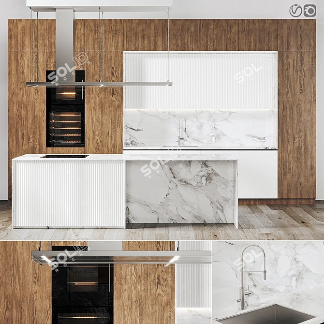 Title: Modern Kitchen 3D Model 3D model image 1