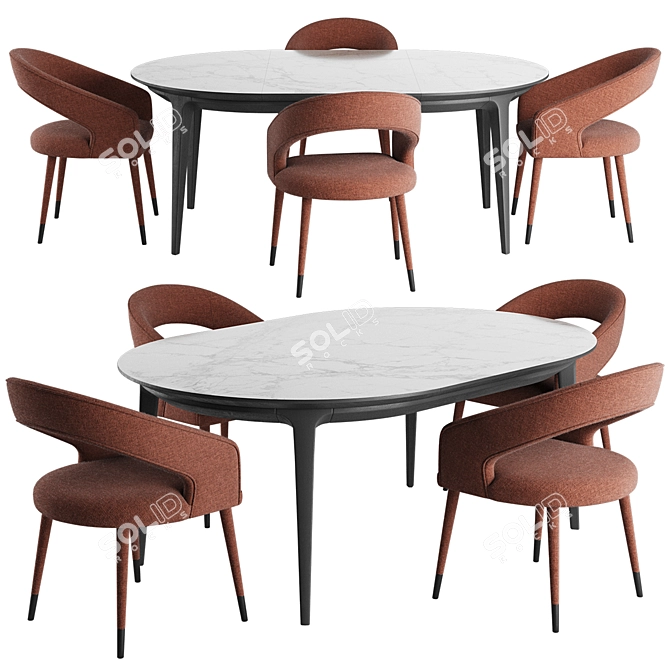 Modern Link Dining Set 3D model image 1