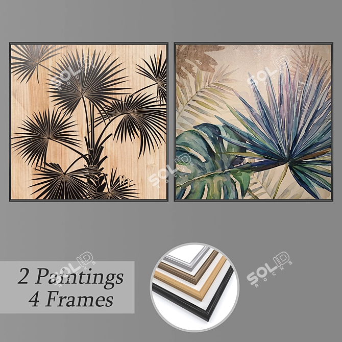 Dynamic Duo: Set of 2 Wall Paintings 3D model image 1