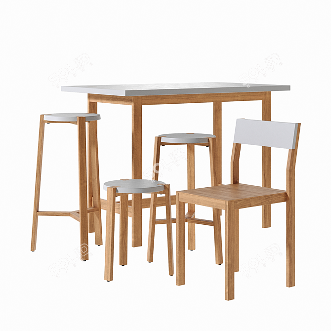 Happy Bar Stool Set - A2 Design 3D model image 6