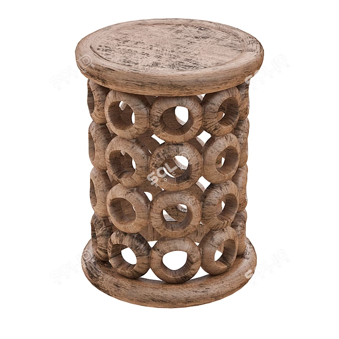 Exotic African Bamileke and Bracelet Stools 3D model image 3