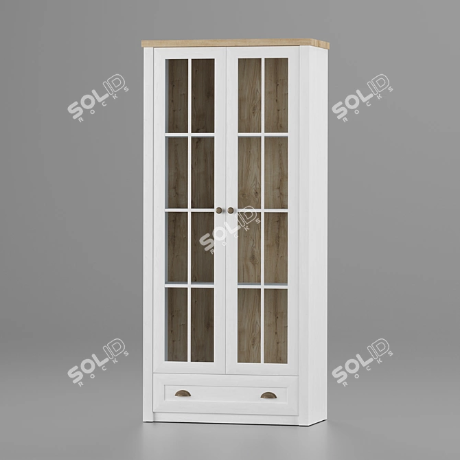 Modern White Oak Display Cabinet: MARKSKEL 2 Door 3D model image 1