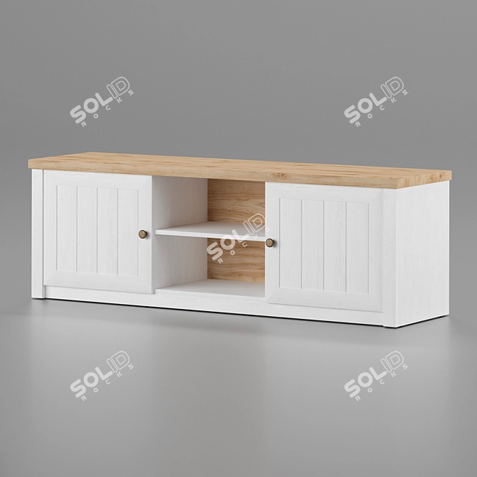 Contemporary White Oak TV Bench 3D model image 4