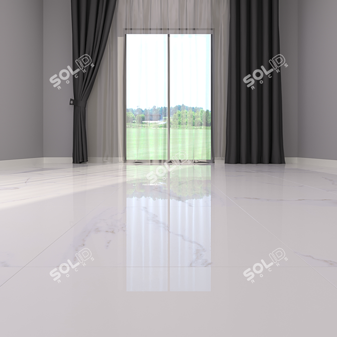 Classic Calacatta White Marble Floor Set 3D model image 2