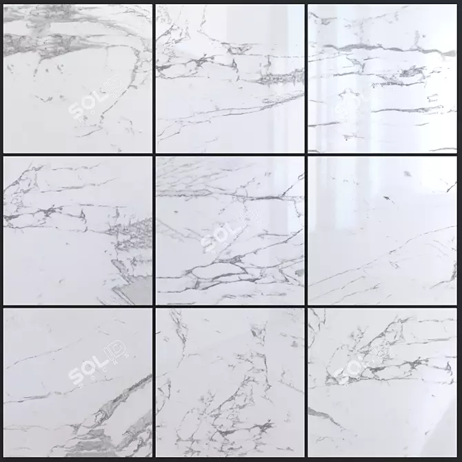 White Marble Flow: Multi-Texture Set 3D model image 1