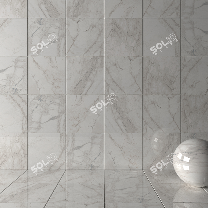 Nora White Marble Wall Tiles 3D model image 2