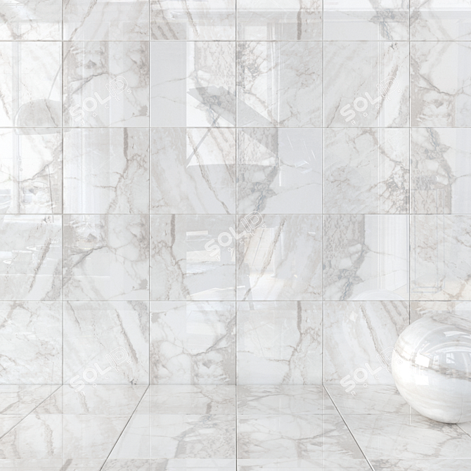 Elegant Nora White Marble Tiles 3D model image 1