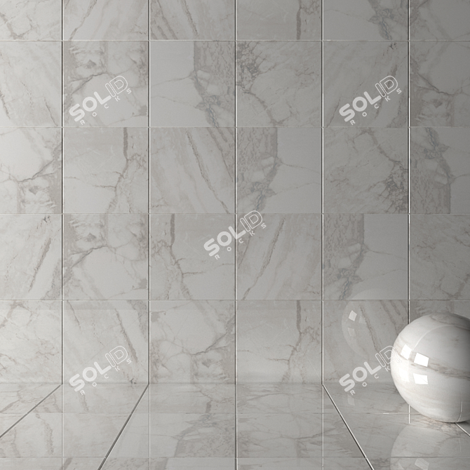 Elegant Nora White Marble Tiles 3D model image 2