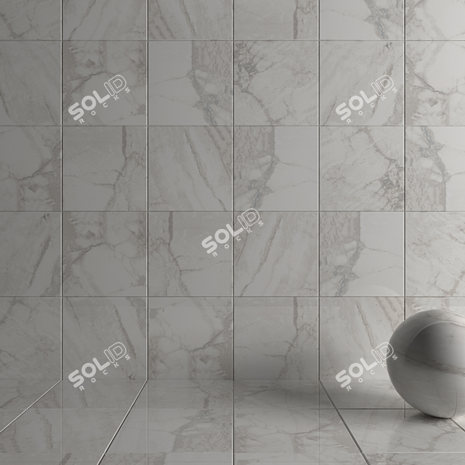 Elegant Nora White Marble Tiles 3D model image 3