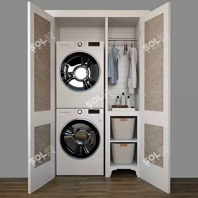 LG Laundry Set I: DLEC888W Dryer & WM1388HW Washer 3D model image 1