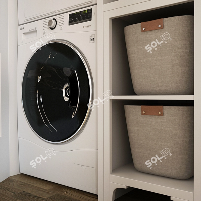 LG Laundry Set I: DLEC888W Dryer & WM1388HW Washer 3D model image 3