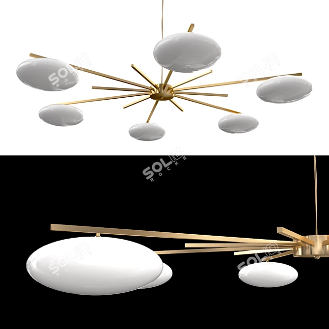 Italian Brass Starburst Chandelier 3D model image 1