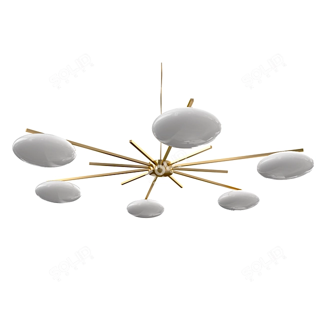 Italian Brass Starburst Chandelier 3D model image 2