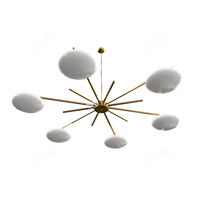 Italian Brass Starburst Chandelier 3D model image 3