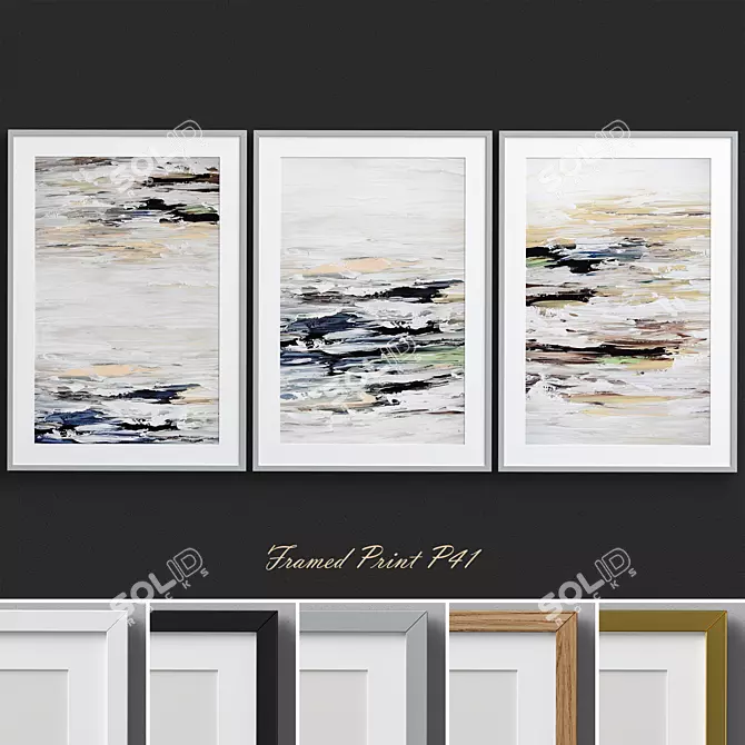 Contemporary Abstract Framed Print Set 3D model image 1