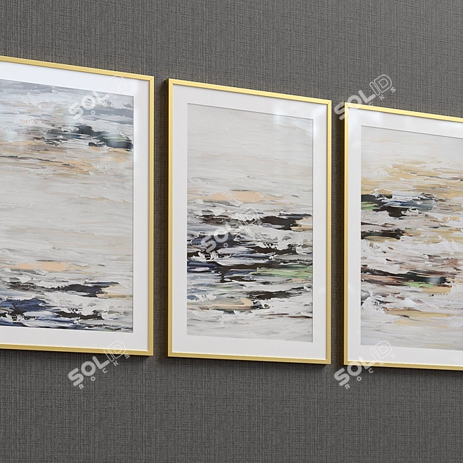 Contemporary Abstract Framed Print Set 3D model image 2