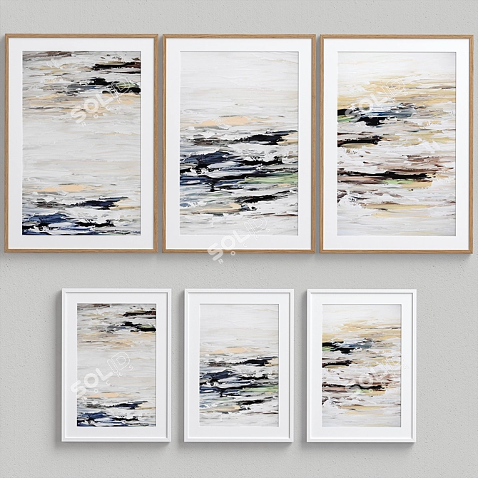 Contemporary Abstract Framed Print Set 3D model image 4