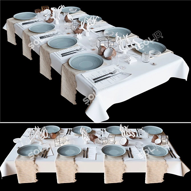 Coconut Beach Table Setting 3D model image 2