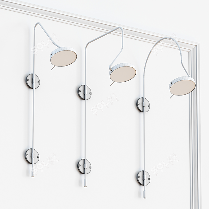 FlexiGlow Bed Lamps: Adjustable Pivot Lighting 3D model image 3