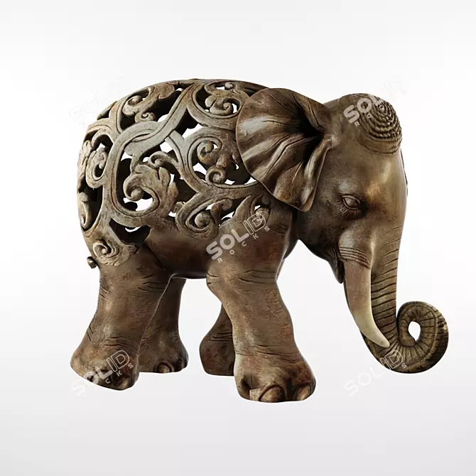 Royal Elephant Figurine 3D model image 1