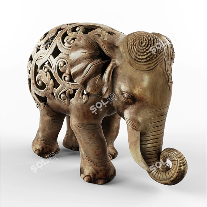 Royal Elephant Figurine 3D model image 3