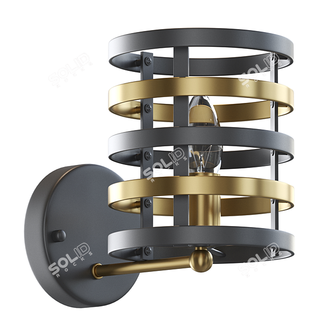 Modern Metal Ring Wall Lamp 3D model image 1