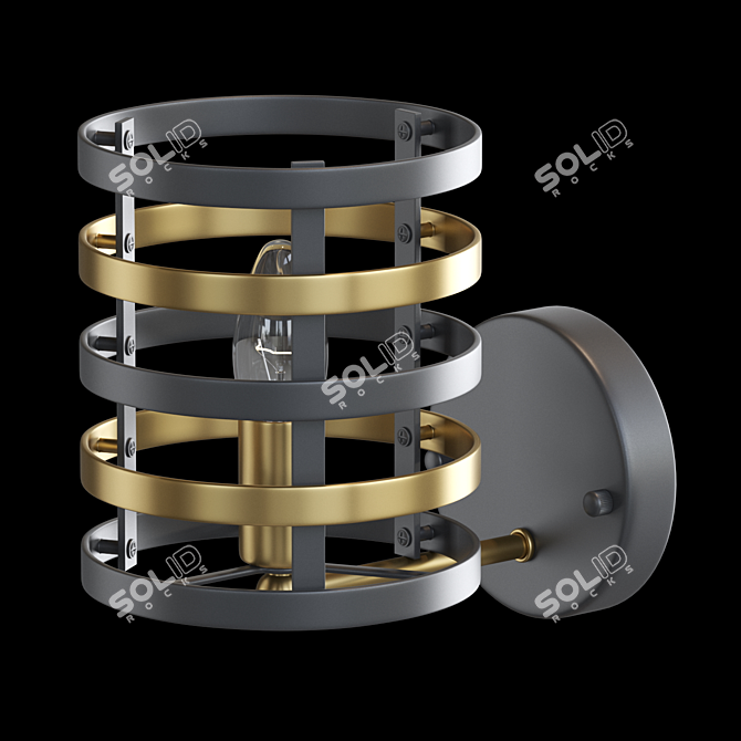 Modern Metal Ring Wall Lamp 3D model image 2