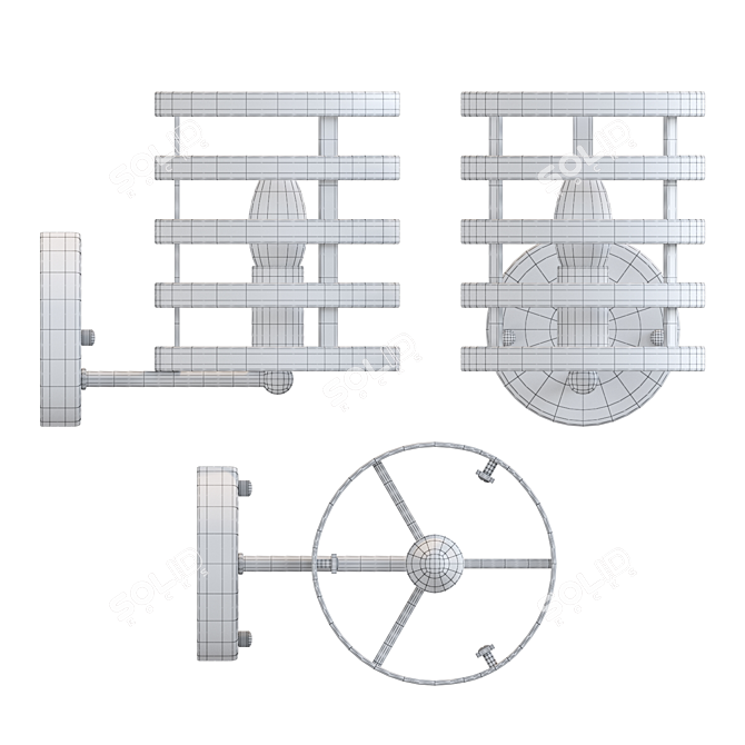 Modern Metal Ring Wall Lamp 3D model image 3