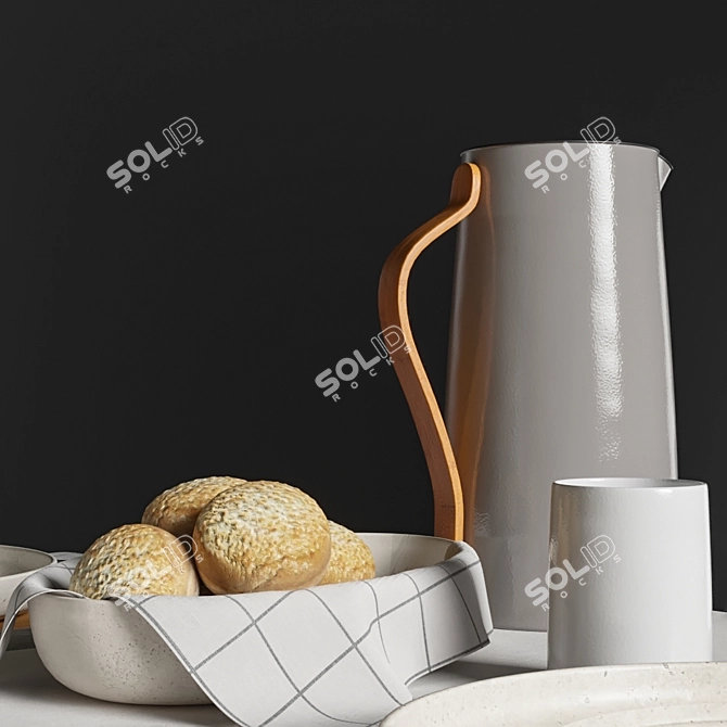 Elegant Breakfast Table Set 3D model image 2