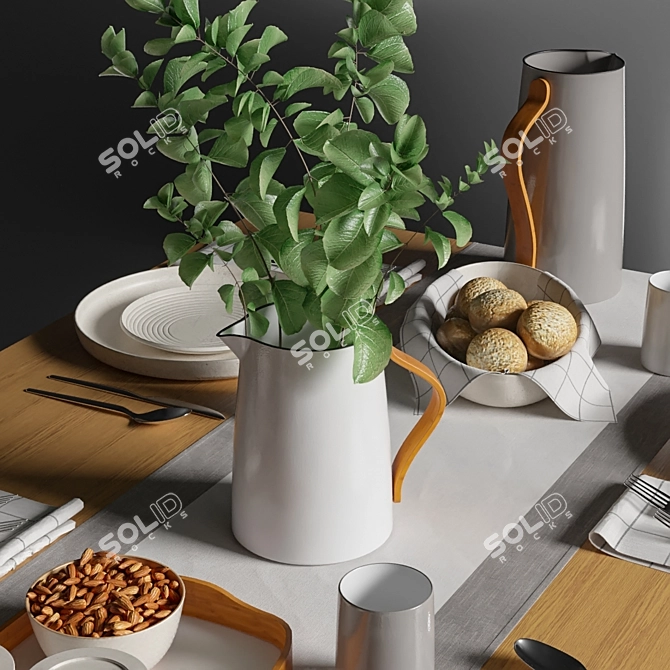 Elegant Breakfast Table Set 3D model image 3