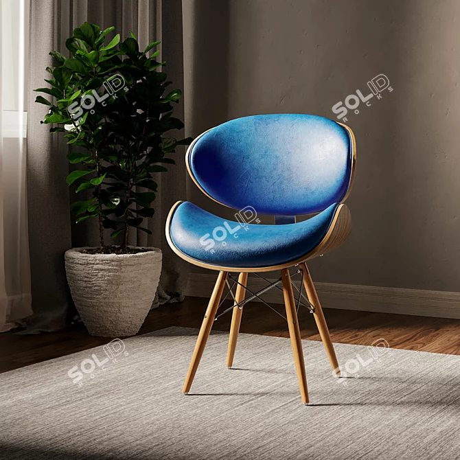 Teal Mid-century Accent Chair 3D model image 6