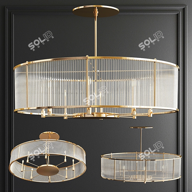 Elegant Hera Oval Chandelier 3D model image 1